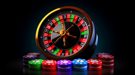 Casino element isolation on the colorful, Slot machine, Roulette while, Dice, Casino chipの素材