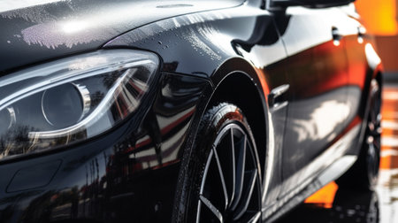 Close up on car care washingの素材