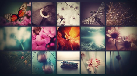 A collection of photos on a table with the word photography on the topの素材