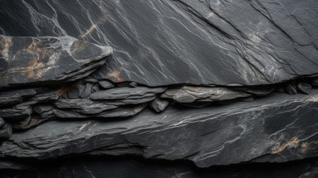 Dark gray black slate background. black stone texture.の素材