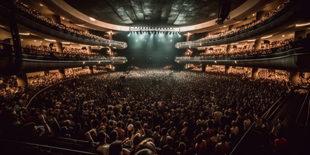 Concert hall venue surrounded by thousands of people. indoorの素材