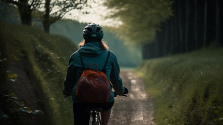 Cycling, nature back viewの素材