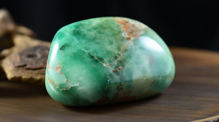 Chrysoprase meditation stone close upの素材