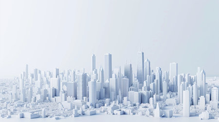 3d illustration of chicago city with white materialの素材