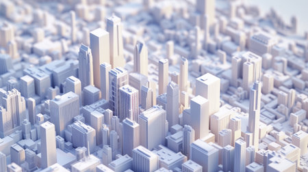 3d illustration of chicago city with white materialの素材