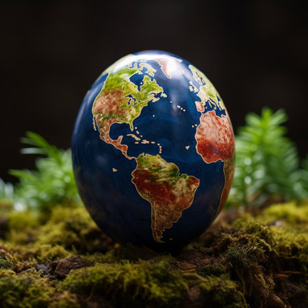 easter egg painted as earthの素材