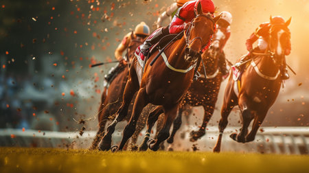 Jockey during horse racesの素材