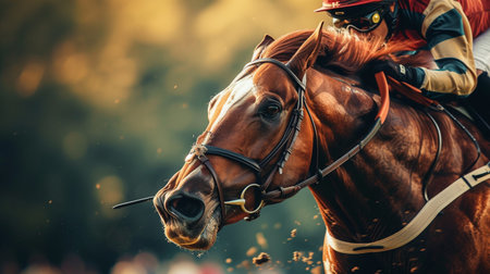 Jockey during horse racesの素材