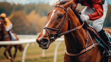 Jockey during horse racesの素材