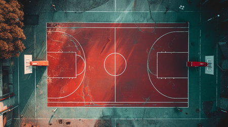 Basketball court bird's eye viewの素材