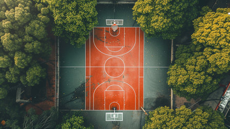 Basketball court bird's eye viewの素材