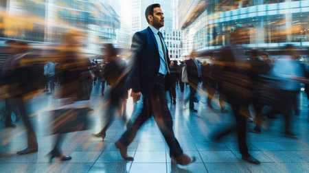 Portrait of a professional man, background with lots of motion blurの素材