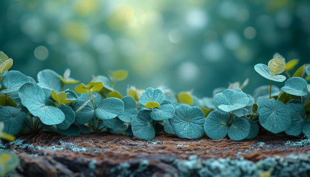 Green leaves background with bokeh light, nature and environment conceptの素材