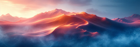 Fantasy alien planet. Mountain. 3D illustration. Panoramic image.の素材