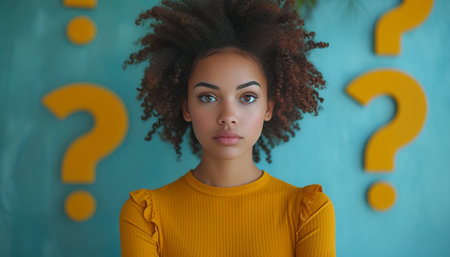 Portrait of a young african american woman with curly hairの素材