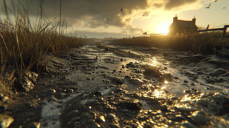 Sunset on the beach of the Baltic Sea. Selective focus.の素材