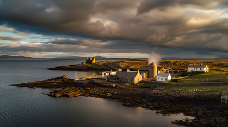 Panoramic view of Kirkjufellsvatn village, Icelandの素材