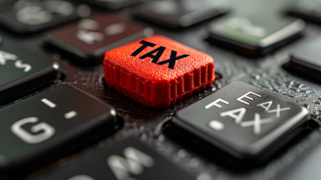 Tax on the calculator. Close-up. Selective focus.の素材