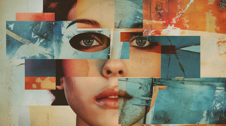Portrait of a beautiful girl in a collage. Collage.の素材