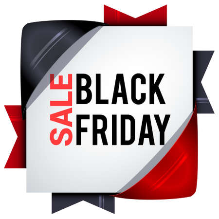 Black Friday sales, square banners with colored ribbons. Gifts fのイラスト素材