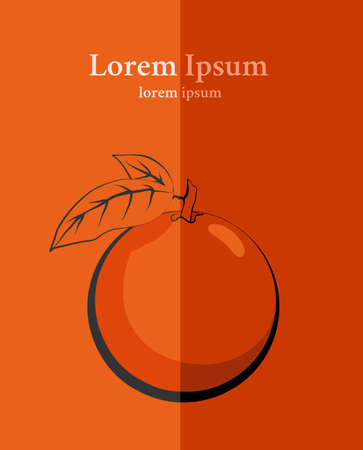 Orange on paper. Vintage postcard. Flat style in graphic design.のイラスト素材