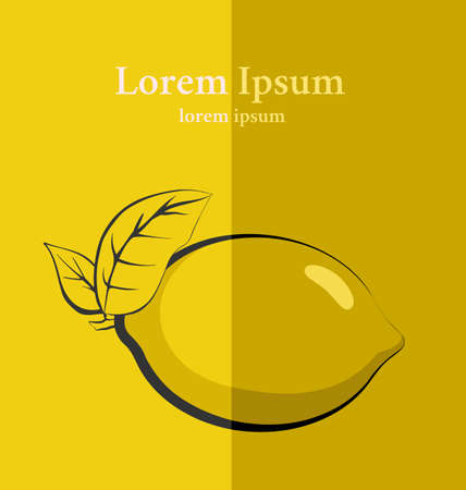 Lemon on paper. Vintage postcard. Flat style in graphic design.のイラスト素材