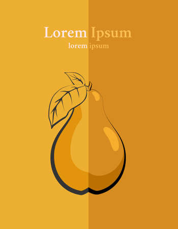 Pear on paper. Vintage postcard. Flat style in graphic design. Bのイラスト素材