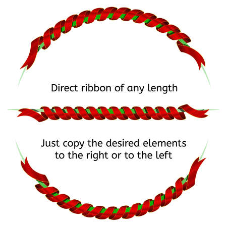 Holiday twisted curved ribbons of red gradient. A beautiful shinのイラスト素材