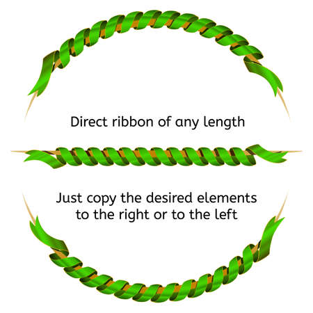 Holiday twisted curved ribbons of green gradient. A beautiful shのイラスト素材