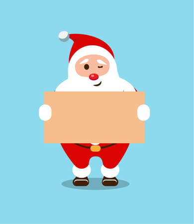 Festive Santa Claus. Kind, bearded hero. Christmas old man in a red fur coat. Sticker for winter celebrations. New Year's announcement.のイラスト素材