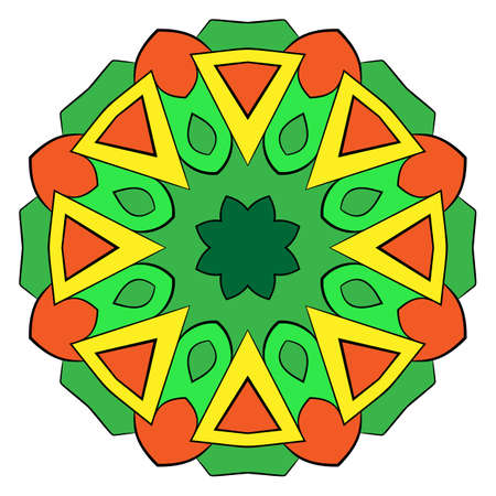 The colored mandala. A repeating pattern in the circle. A beautiful image for scrapbook. Picture for meditation and relaxation. Stylized flower.のイラスト素材