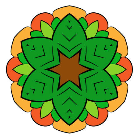 Contour mandala for color books. A repeating pattern in the circle. A beautiful illustration for scrapbook. The template for printing on fabric. Picture for meditations and relaxationのイラスト素材