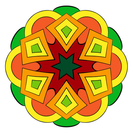 The colored mandala. A repeating pattern in the circle. A beautiful image for scrapbook. Picture for meditation and relaxation. Stylized flower.のイラスト素材