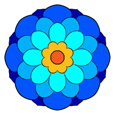 The colored mandala. A repeating pattern in the circle. A beautiful image for scrapbook. Picture for meditation and relaxation. Stylized flower.のイラスト素材