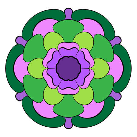 The colored mandala. A repeating pattern in the circle. A beautiful image for scrapbook. Picture for meditation and relaxation. Stylized flower.のイラスト素材