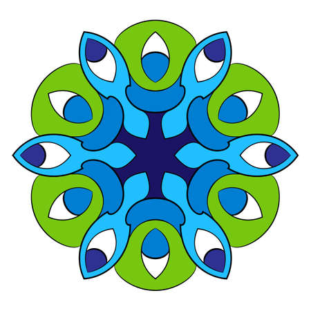 The colored mandala. A repeating pattern in the circle. A beautiful image for scrapbook. Picture for meditation and relaxation. Stylized flower.のイラスト素材