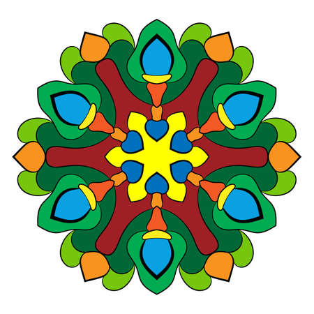 Mandala for color book. Illustration for scrapbook. Color pattern in the circle. Colorful picture for printing.のイラスト素材