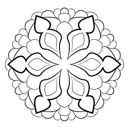 Contour mandala for color books. A repeating pattern in the circle. A beautiful illustration for scrapbook. The template for printing on fabric. Picture for meditations and relaxationのイラスト素材