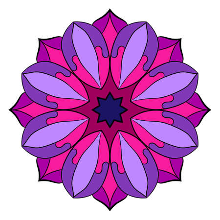 The colored mandala. A repeating pattern in the circle. A beautiful image for scrapbook. Picture for meditation and relaxation. Stylized flower.のイラスト素材