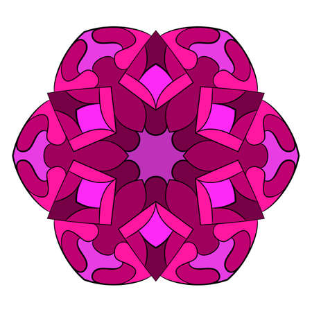 The colored mandala. A repeating pattern in the circle. A beautiful image for scrapbook. Picture for meditation and relaxation. Stylized flower.のイラスト素材