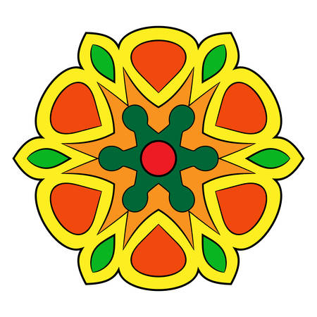 The colored mandala. A repeating pattern in the circle. A beautiful image for scrapbook. Picture for meditation and relaxation. Stylized flower.のイラスト素材