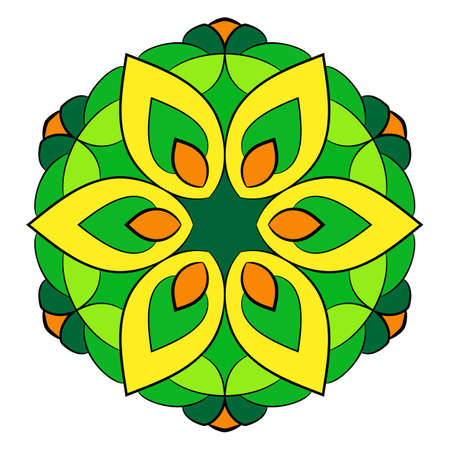 The colored mandala. A repeating pattern in the circle. A beautiful image for scrapbook. Picture for meditation and relaxation. Stylized flower.のイラスト素材