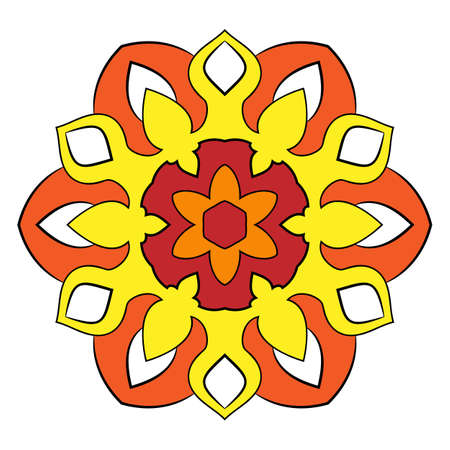 The colored mandala. A repeating pattern in the circle. A beautiful image for scrapbook. Picture for meditation and relaxation. Stylized flower.のイラスト素材