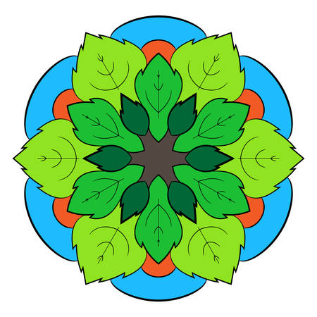 The colored mandala. A repeating pattern in the circle. A beautiful image for scrapbook. Picture for meditation and relaxation. Stylized flower.のイラスト素材