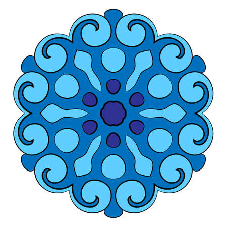 The colored mandala. A repeating pattern in the circle. A beautiful image for scrapbook. Picture for meditation and relaxation. Stylized flower.のイラスト素材