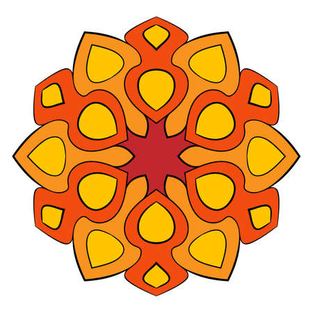 The colored mandala. A repeating pattern in the circle. A beautiful image for scrapbook. Picture for meditation and relaxation. Stylized flower.のイラスト素材