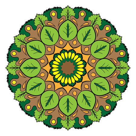 Mandala for color book. A pattern in the circle. Colored illustration for the album. Pattern for printing on fabrics. Figure for relaxation and meditation.のイラスト素材