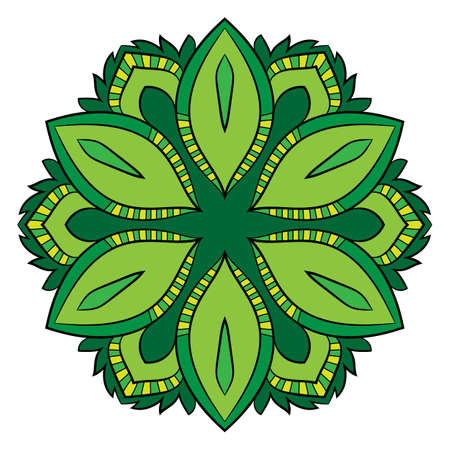 The colored mandala. A repeating pattern in the circle. A beautiful image for scrapbook. Picture for meditation and relaxation. Octagonal graphic outlet. Stylized flower.のイラスト素材