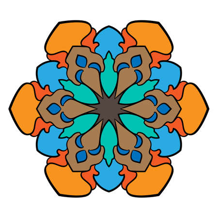 The colored mandala. A repeating pattern in the circle. A beautiful image for scrapbook. The template for printing on fabric. Picture for meditation and relaxation.のイラスト素材