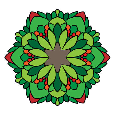 The colored mandala. A repeating pattern in the circle. A beautiful image for scrapbook. The template for printing on fabric. Picture for meditation and relaxation.のイラスト素材